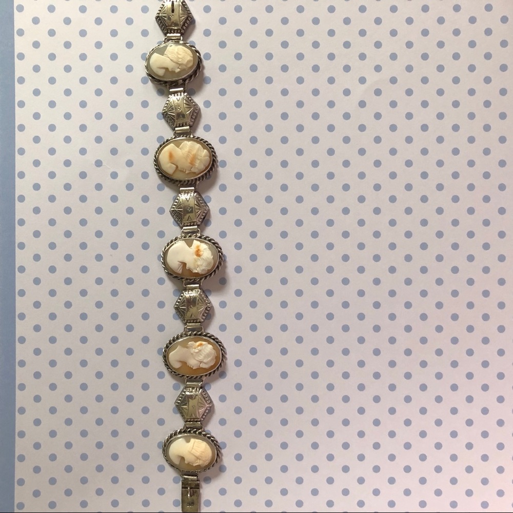 Vintage Sterling Silver (800) Cameo Bracelet